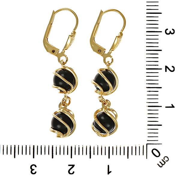 Ohrhänger, 8K, Gelbgold, Onyx