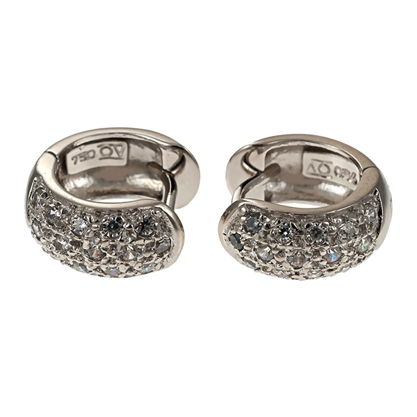 Creolen, 18K, Weißgold, Zirkonia