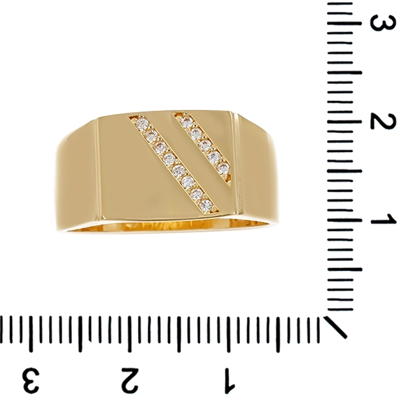 Herrenring, 14K, Gelbgold, Zirkonia, U65