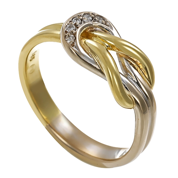 Ring, 14K, Gelb-/Weißgold, Brillanten