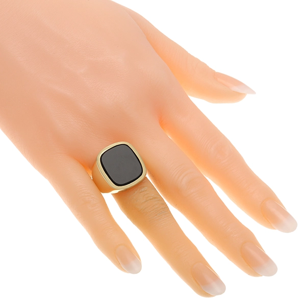 Herrenring, 8K, Gelbgold, Onyx