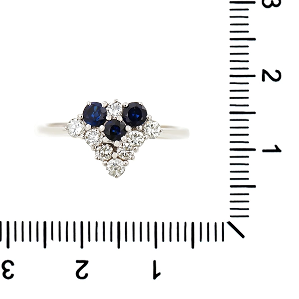 Diamantring, 18K, Weißgold, Brillant, Saphir