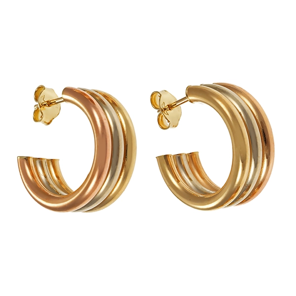 Steckcreolen, 14K, Rot-/Weiß-/Gelbgold