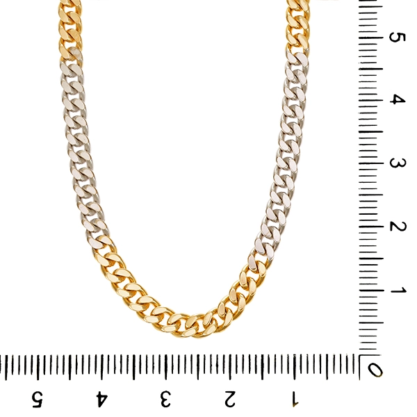Kette, 14K, Gelb-/Weißgold, Panzer