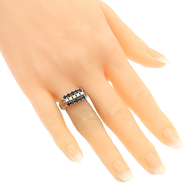 Ring, 14K, Weißgold, Saphire, Brillanten