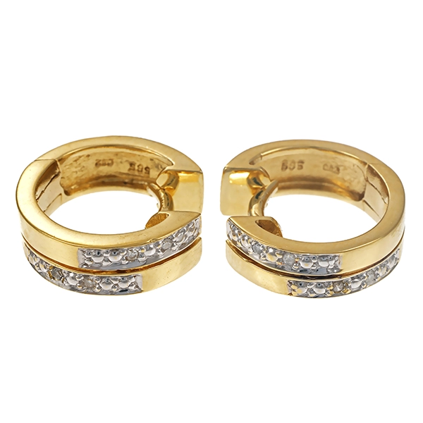 Creolen, 14K, Gelb-/Weißgold, Diamanten