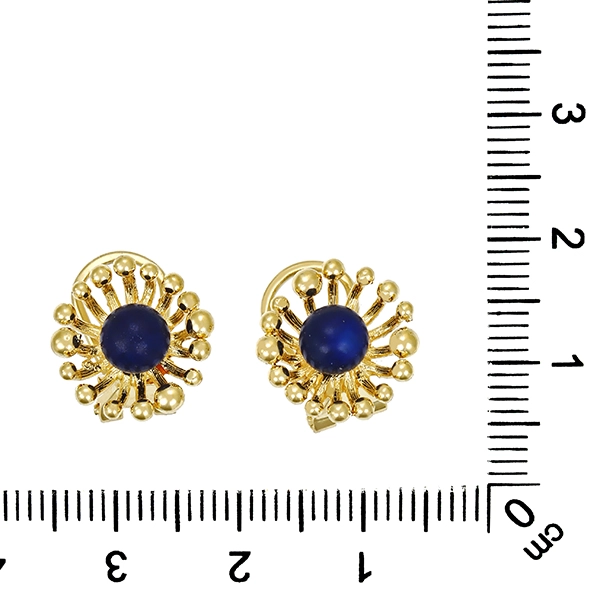 Ohrclipse, 14K, Gelbgold, Lapis