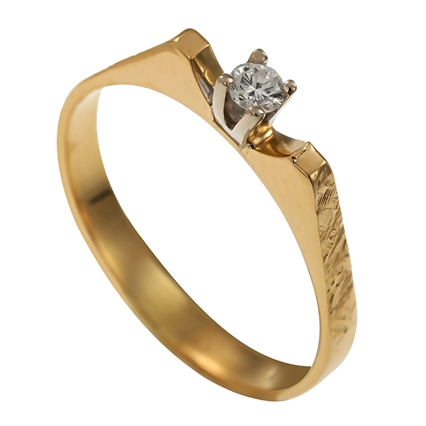 Diamantring, 14K, Gelb-/Weißgold, Brillant