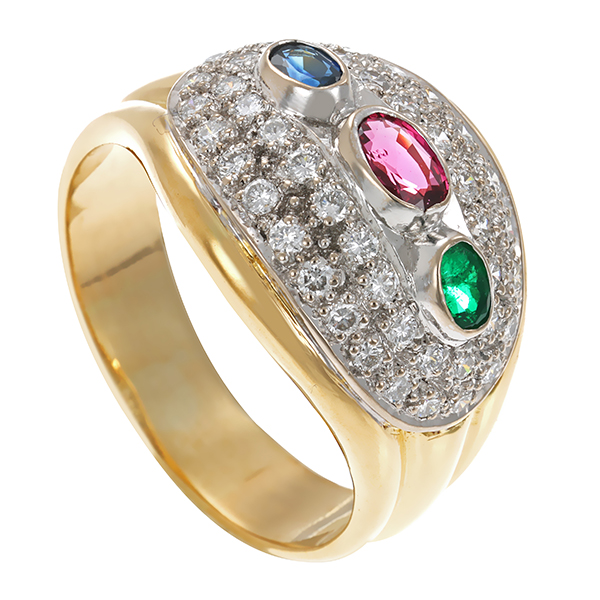 Ring, 18K, Gelb-/Weißgold, Brillanten 1,00 ct