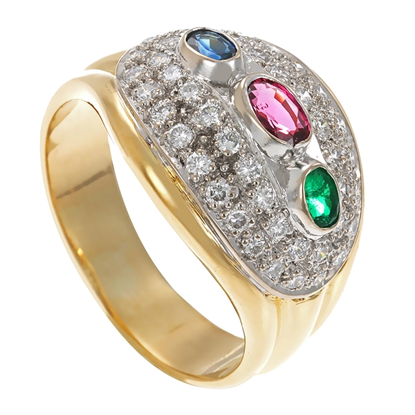Ring, 18K, Gelb-/Weißgold, Brillanten 1,00 ct