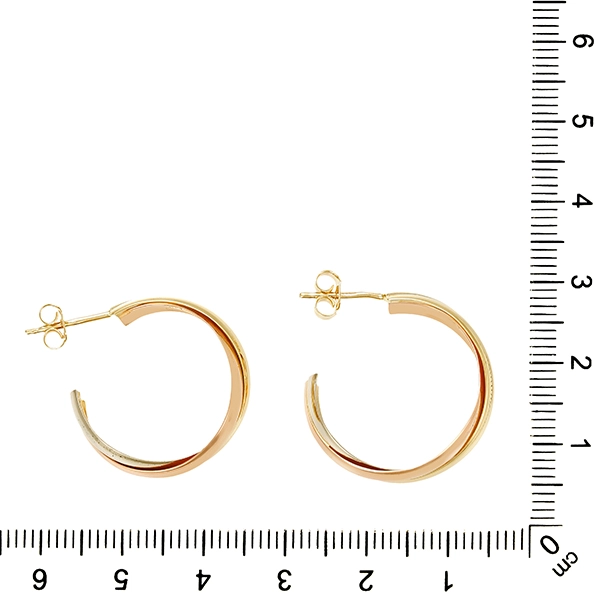 Steckcreolen, 14K, Rot-/Gelb-/Weißgold