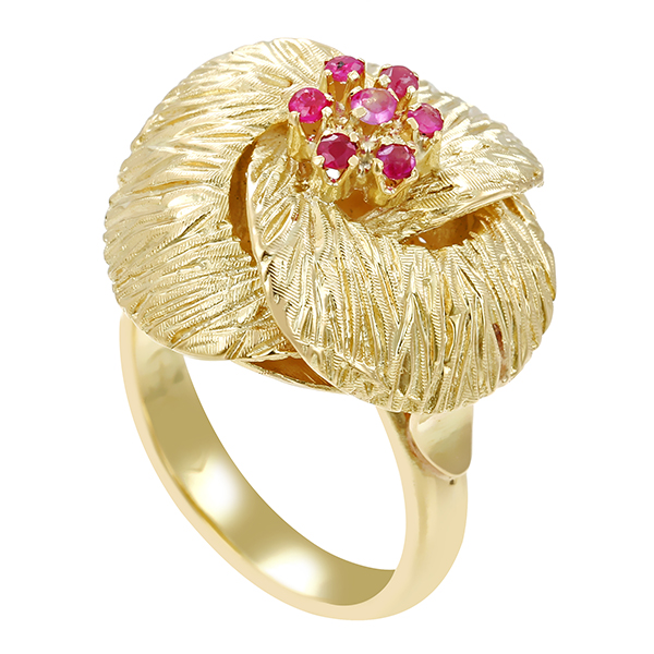 Ring, 14K, Gelbgold, Rubine
