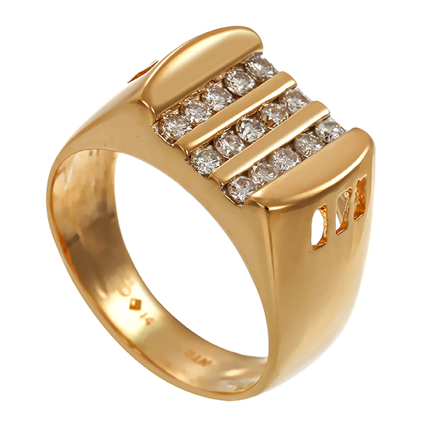 Ring, 14K, Gelbgold, Brillanten
