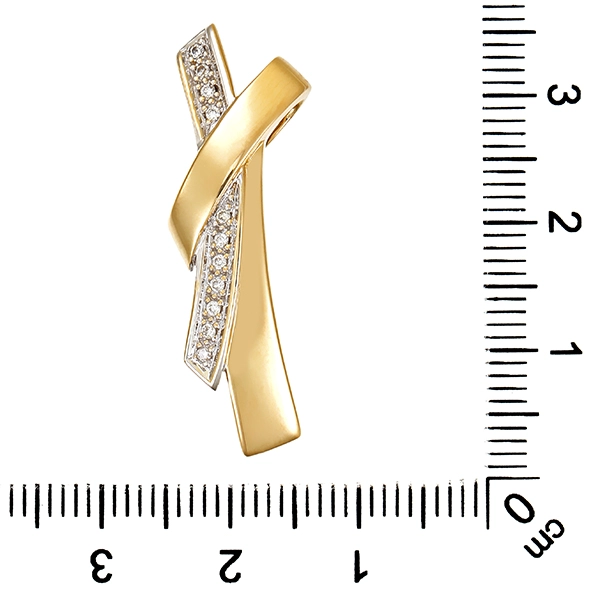 Anhänger, 14K, Gelb-/Weißgold, Brillanten