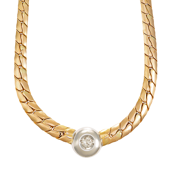 Collier, 14K, Gelb-/Weißgold, Brillant