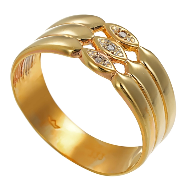 Ring, 8K, Gelb-/Weißgold, Diamanten