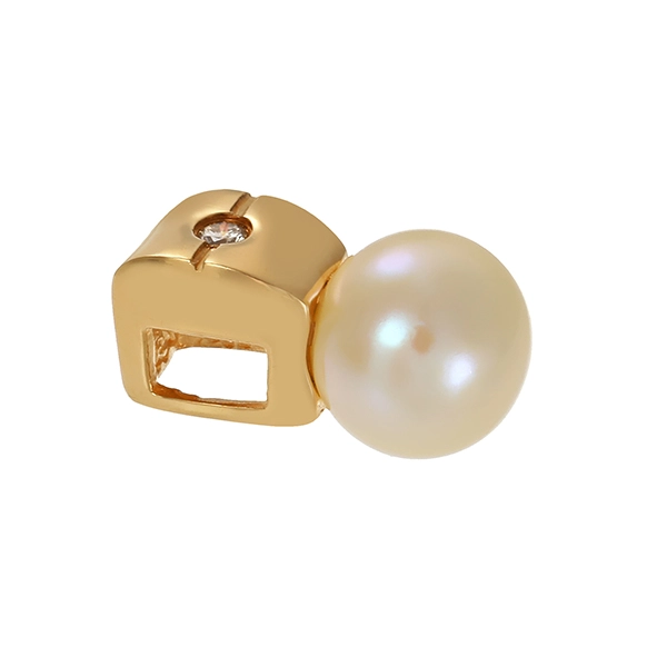 Anhänger, 14K, Gelbgold, Perle, Brillant