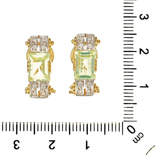 Clip-Stecker, 18K,Gelb-/Weißgold, Quarz, Zirkonia