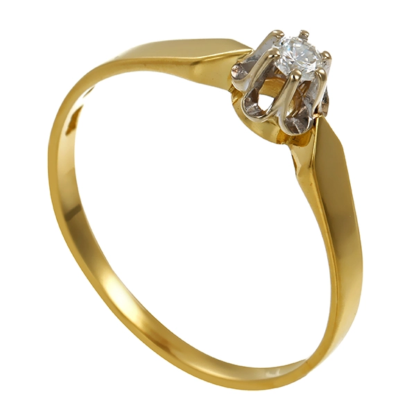 Diamantring, 14K, Gelb-/Weißgold, Brillant