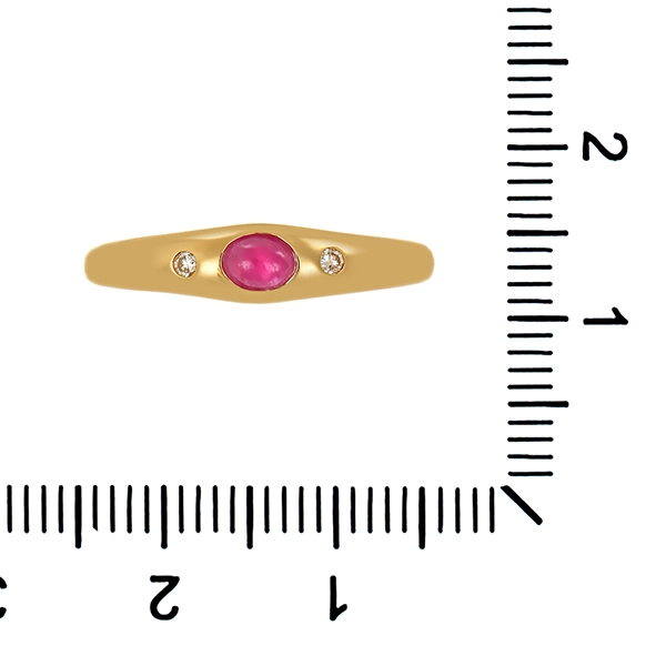 Ring, 14K, Gelbgold, Rubin, Brillanten