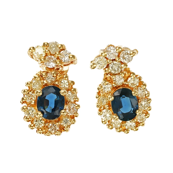 Steckhänger, 14K, Gelbgold, Brillanten, Saphire