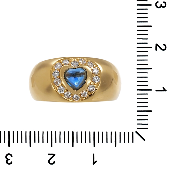 Ring, 18K, Gelbgold, Brillanten, Saphir