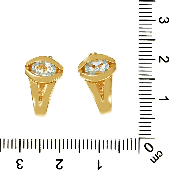 Ohrhänger, 14K, Gelbgold, Topas blau