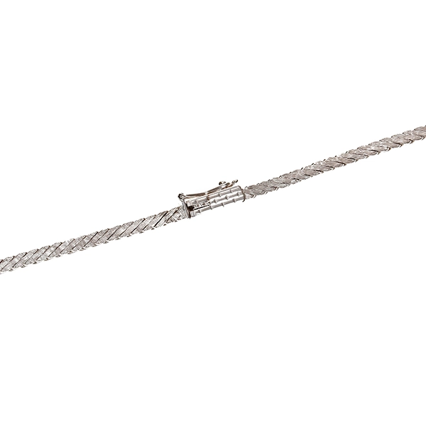 Collier, 14K, Weißgold, Perle, Saphir, Brillanten 0,36 ct