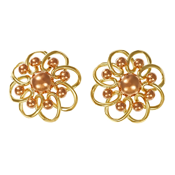 Ohrstecker, 14K, Gelb-/Rotgold, Blume