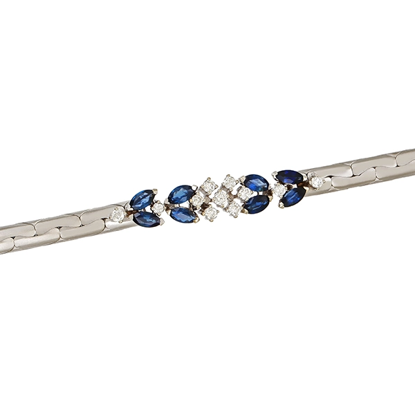 Armband, 14K, Weißgold, Saphir, Brillant