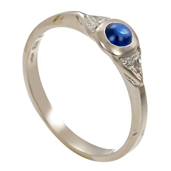 Ring, 14K, Weißgold, Saphir, Diamanten 
