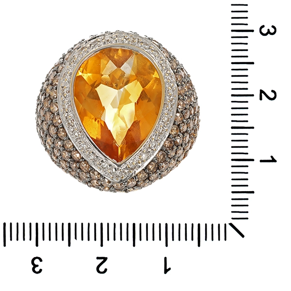 Ring, 18K, Gelb-/Weißgold, Citrin, Brillanten