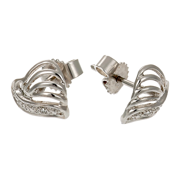 Ohrstecker, 8K, Weißgold, Diamant, Herz