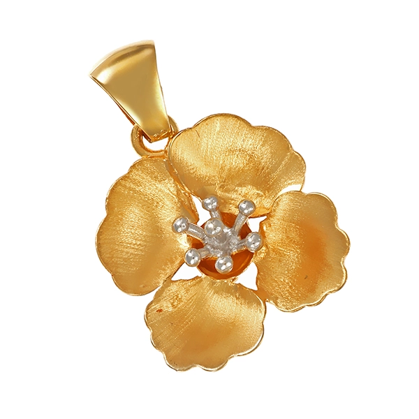 Anhänger, 14K, Gelb-/Weißgold, Blume