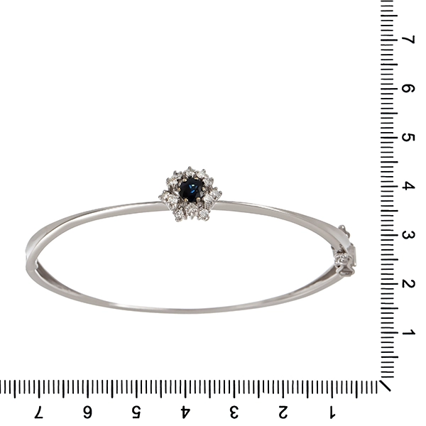 Armreif, 14K, Weißgold, Saphir, Brillanten