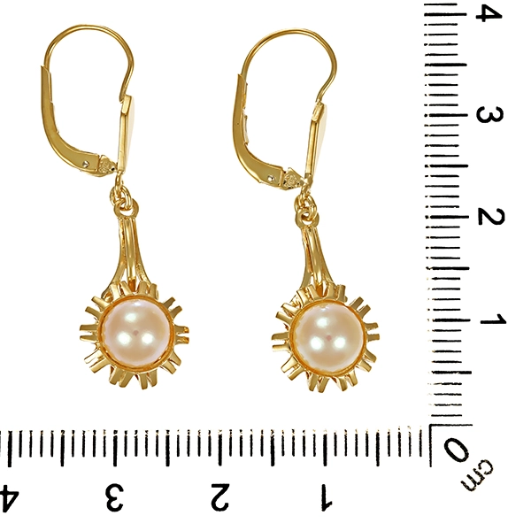 Ohrhänger, 14K, Gelbgold, Perlen
