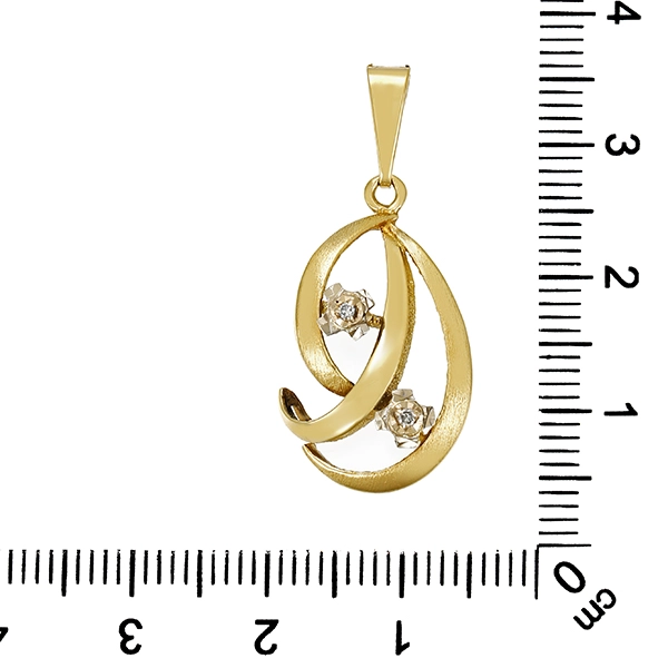 Anhänger, 14K, Gelb-/Weißgold, Diamanten