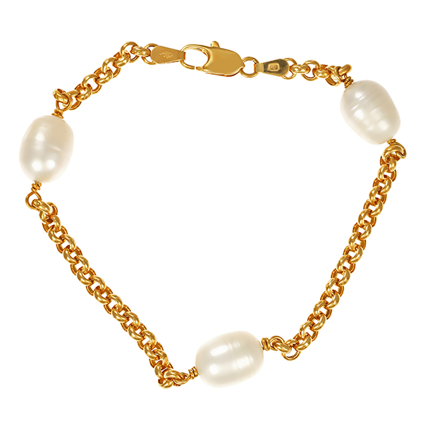 Armband, Erbs-, 18K, Gelbgold, Perlen