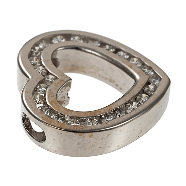 Anhänger, 14K, Weißgold, Brillanten, Herz