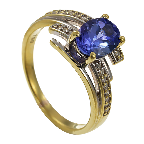 Ring, 18K, Weißgold, Tansanit, Diamanten