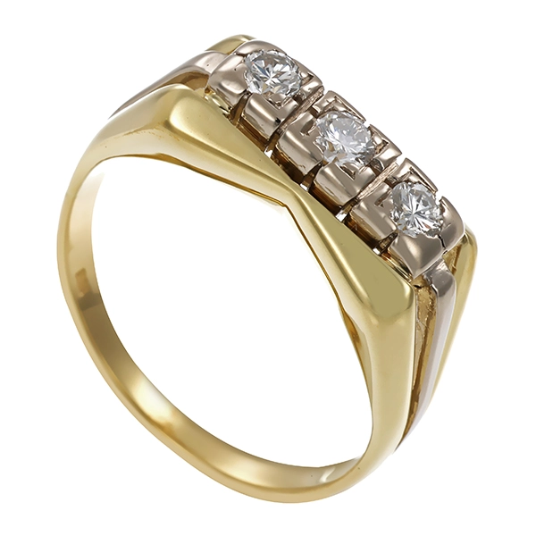Ring, 14K, Gelb-/Weißgold, Brillanten