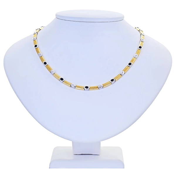 Collier, 14K, Gelb-/Weißgold, Zirkonia, Saphir