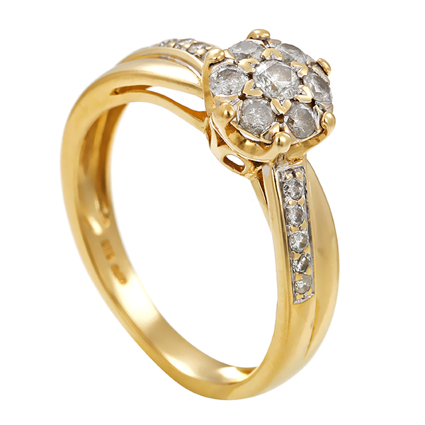 Diamantring, 9K, Gelbgold, Brillanten 0,50 ct
