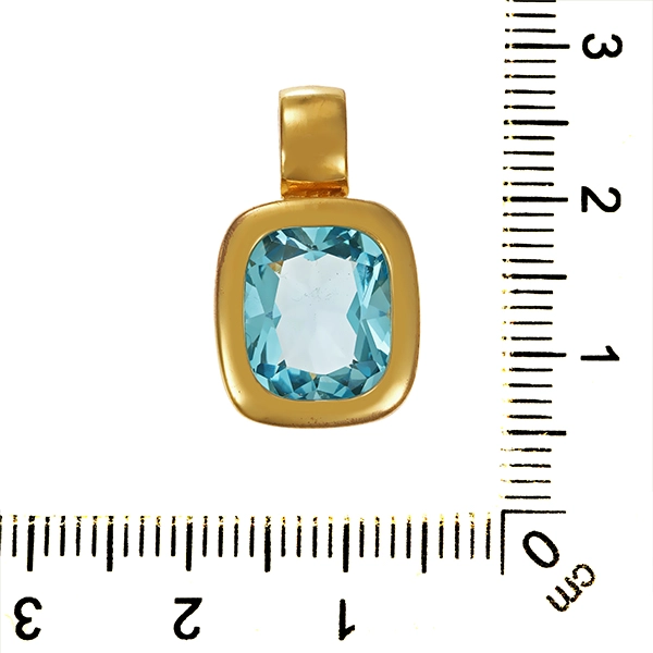 Anhänger, 8K, Gelbgold, Topas blau