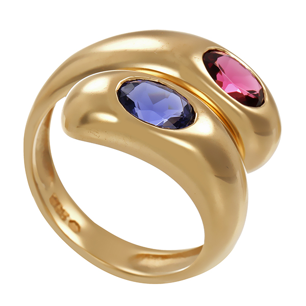 Ring, 14K, Gelbgold, Turmalin, Tansanit