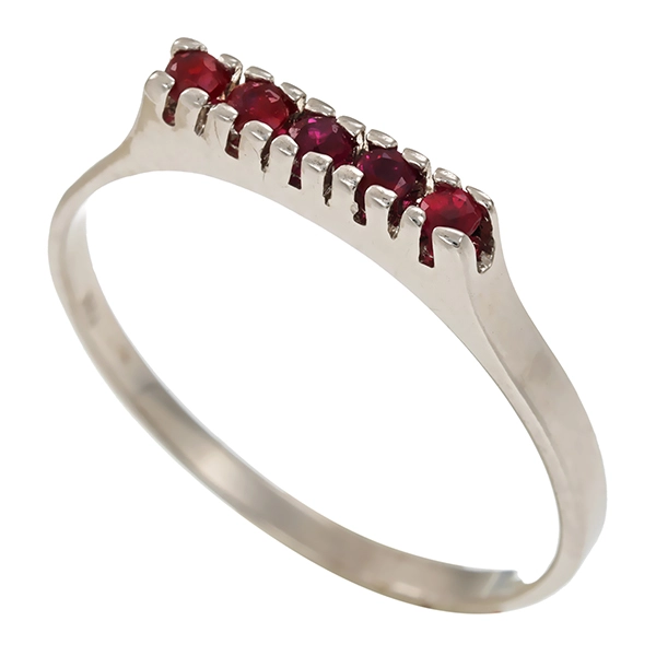 Ring, 8K, Weißgold, Rubin
