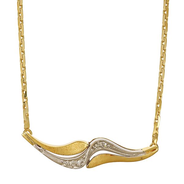 Collier, 14K, Gelb-/Weißgold, Diamanten