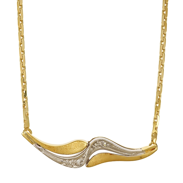 Collier, 14K, Gelb-/Weißgold, Diamanten