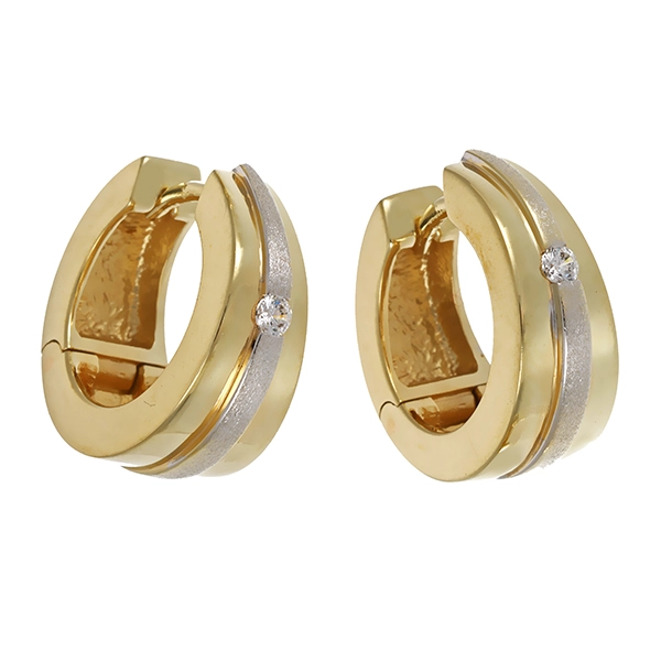 Creolen, 9K, Gelb-/Weißgold, Zirkonia