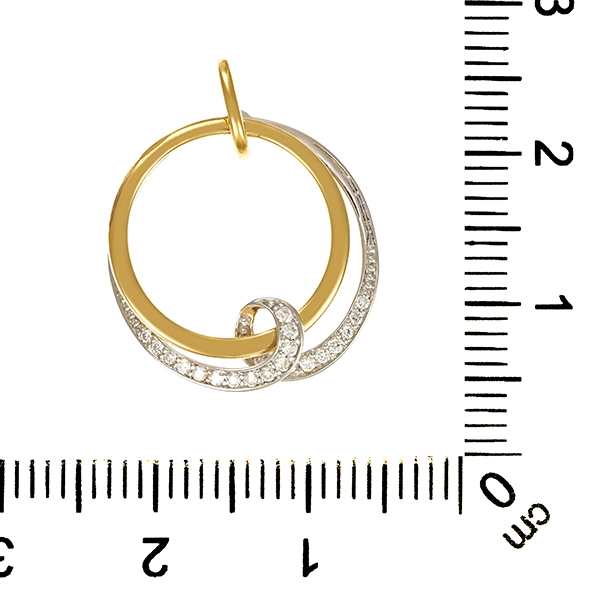 Anhänger, 14K, Gelb-/Weißgold, Brillanten